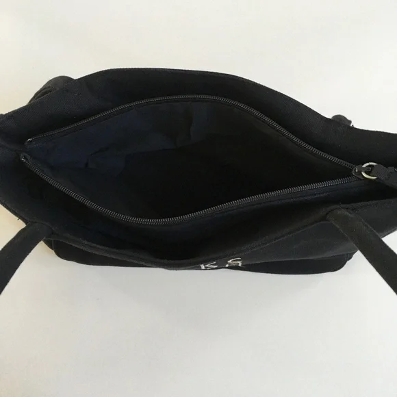 SAKS FIFTH AVENUE Black Tote BAG Purse Handbag Embroidered Logo Y2K NEW - Picture 10 of 13